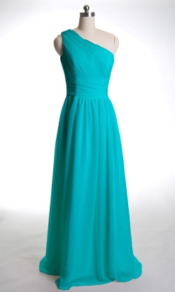 One Shoulder Pleated A-line Prom Dress DVP0072