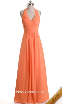 V-neck Plicated Chiffon Bridesmaid Dress VPBNA006(adult middle)