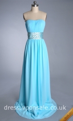 Elegant Blue Strapless Evening Gown VPW941